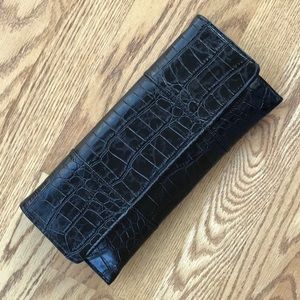 Like New FOREVER 21 Clutch Patent Black Crocodile